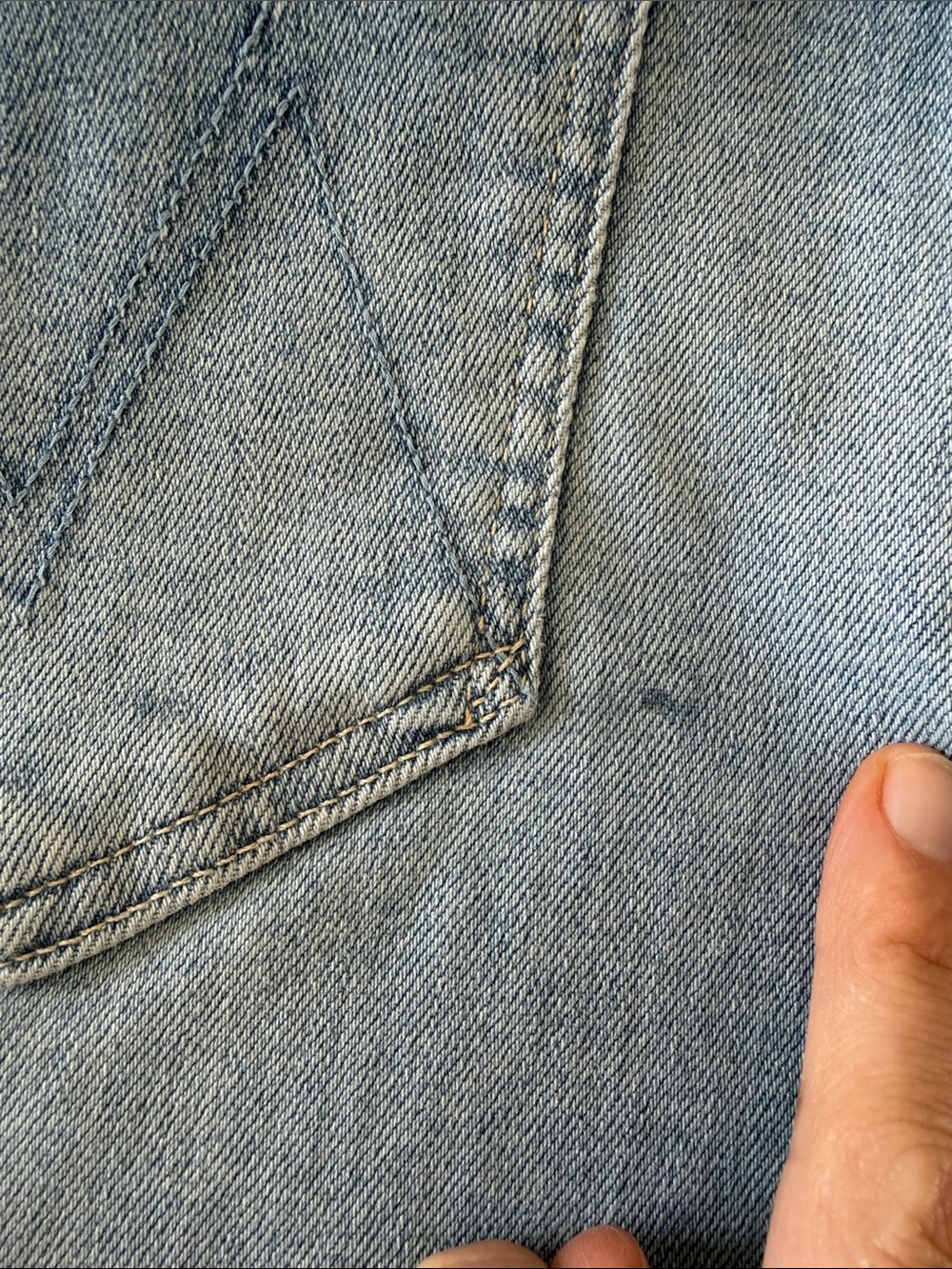 MOTHER Light Blue Flare Jeans with Raw Fringe Hem - Picture 6 of 6